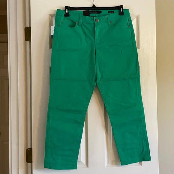 Calvin Klein 14 green stretchy jeans - Picture 1 of 5